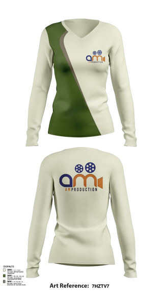 Womens Long Sleeve Vneck Shirt, AM PRODUCTION, , Teamtime, Team time, sublimation, custom sports apparel, team uniforms, spirit wear, spiritwear, sports uniforms, custom shirts, team store, custom team store, fundraiser sports, apparel fundraiser