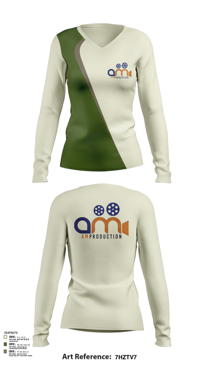 AM PRODUCTION 13584295 Women's Long Sleeve V-neck Shirt - 112