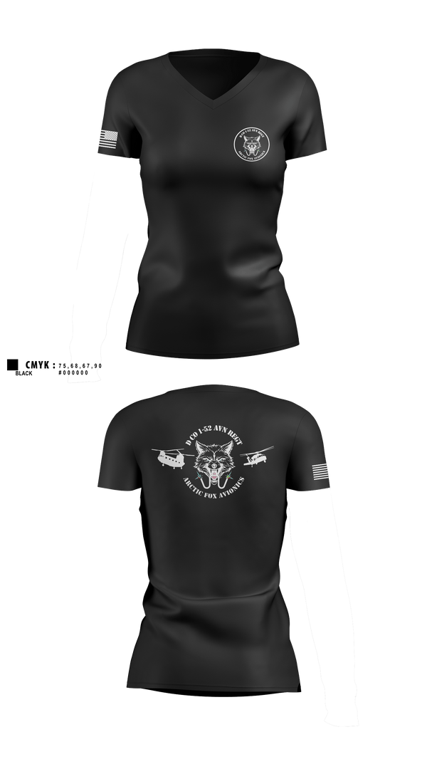 Womens Short Sleeve Vneck Shirt, D Co 2-13th AVN REGTD Co 1-52 AVN REGTD Co 1-52 AVN REGT, , Teamtime, Team time, sublimation, custom sports apparel, team uniforms, spirit wear, spiritwear, sports uniforms, custom shirts, team store, custom team store, fundraiser sports, apparel fundraiser