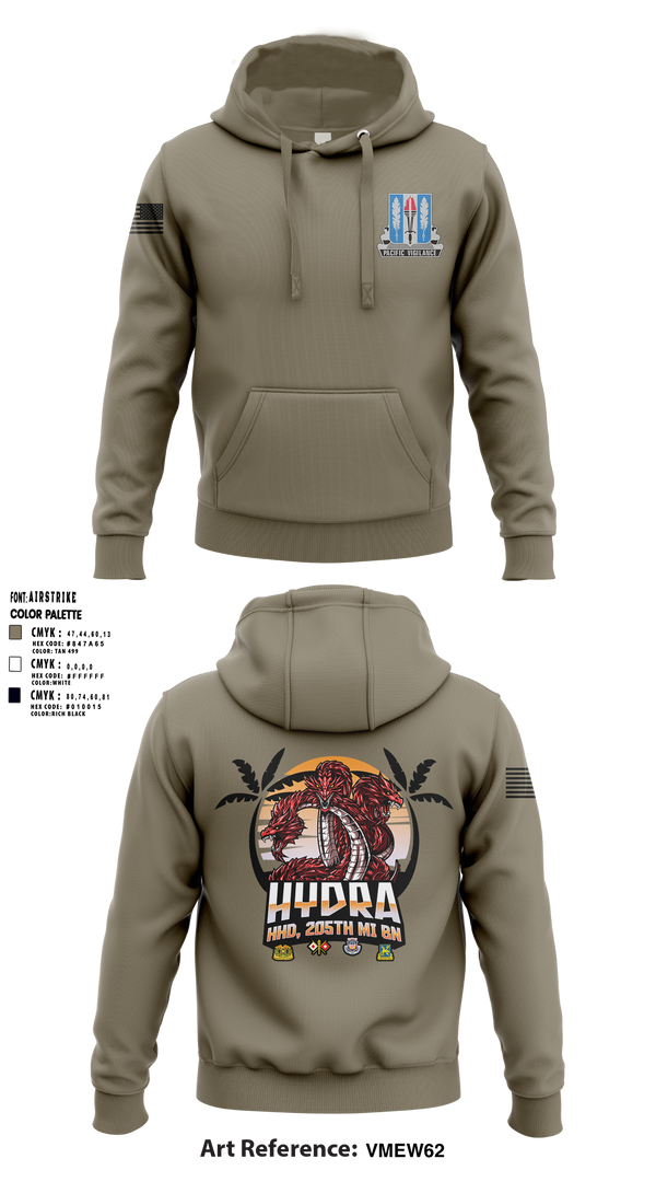 Hoodie, HHD 205th MI BN, Army, Teamtime, Team time, sublimation, custom sports apparel, team uniforms, spirit wear, spiritwear, sports uniforms, custom shirts, team store, custom team store, fundraiser sports, apparel fundraiser