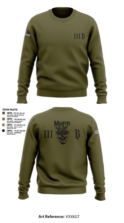 3B 1-325 AIR, 2BCT, 82ND ABN DIV 78191368 Crew Neck Sweatshirt - 105