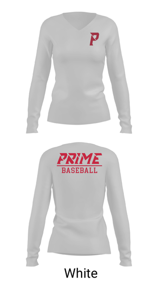 Women's Long Sleeve Vneck Shirt, Prime Baseball, Baseball, Teamtime, Team time, sublimation, custom sports apparel, team uniforms, spirit wear, spiritwear, sports uniforms, custom shirts, team store, custom team store, fundraiser sports, apparel fundraiser