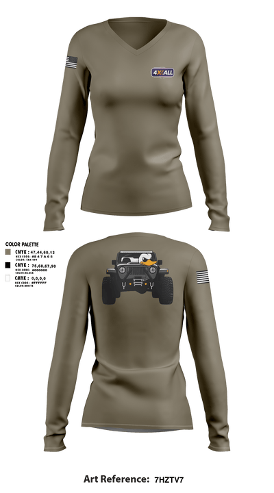 4XALL 51038609 Women's Long Sleeve V-neck Shirt - 1