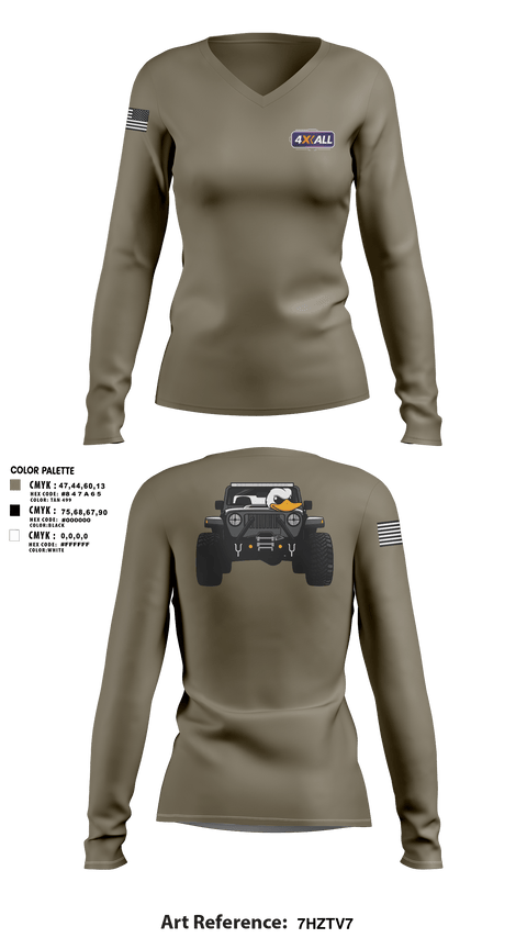 Womens Long Sleeve Vneck Shirt, 4XALL, Space Force, Teamtime, Team time, sublimation, custom sports apparel, team uniforms, spirit wear, spiritwear, sports uniforms, custom shirts, team store, custom team store, fundraiser sports, apparel fundraiser