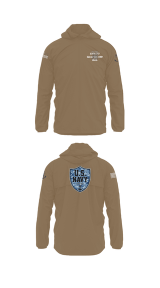 Windbreaker, CVN 77 George HW Bus, Navy, Teamtime, Team time, sublimation, custom sports apparel, team uniforms, spirit wear, spiritwear, sports uniforms, custom shirts, team store, custom team store, fundraiser sports, apparel fundraiser