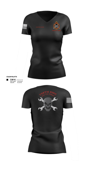 Women's Short Sleeve Vneck Shirt, 758th SMC, Army, Teamtime, Team time, sublimation, custom sports apparel, team uniforms, spirit wear, spiritwear, sports uniforms, custom shirts, team store, custom team store, fundraiser sports, apparel fundraiser