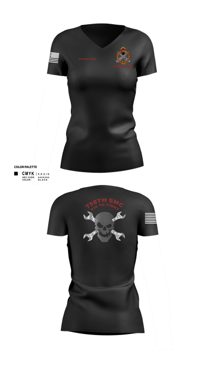 758th SMC 429395 Women's Short Sleeve V-neck Shirt - 6