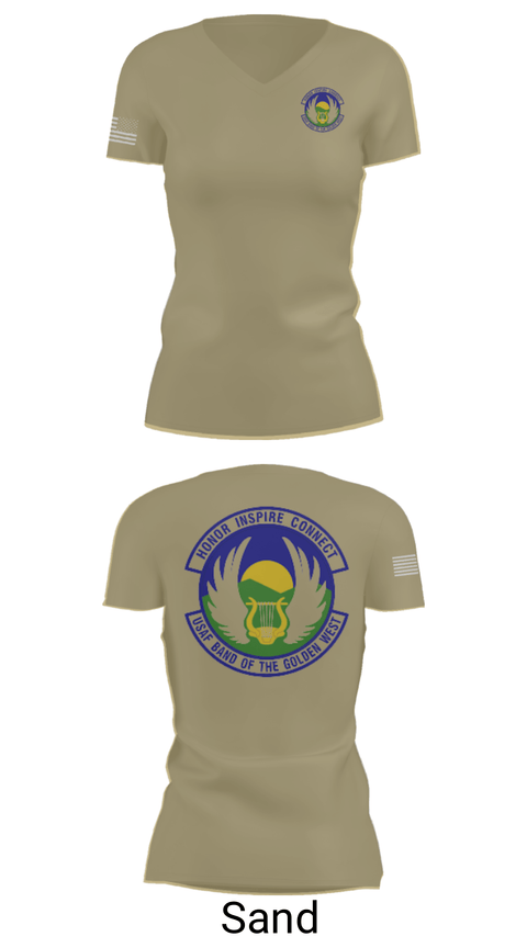Women's Short Sleeve Vneck Shirt, USAF Band of the Golden West, , Teamtime, Team time, sublimation, custom sports apparel, team uniforms, spirit wear, spiritwear, sports uniforms, custom shirts, team store, custom team store, fundraiser sports, apparel fundraiser