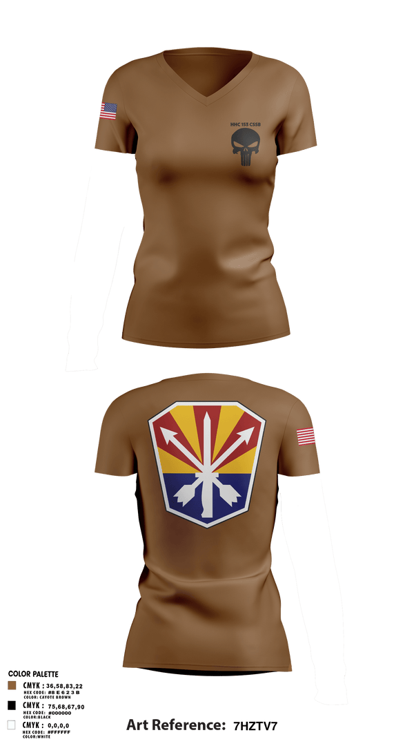Women's Short Sleeve Vneck Shirt, HHC 153 CSSB, National Guard, Teamtime, Team time, sublimation, custom sports apparel, team uniforms, spirit wear, spiritwear, sports uniforms, custom shirts, team store, custom team store, fundraiser sports, apparel fundraiser