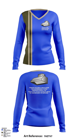 Womens Long Sleeve Vneck Shirt 1, Triboro kitchen & ventilation, , Teamtime, Team time, sublimation, custom sports apparel, team uniforms, spirit wear, spiritwear, sports uniforms, custom shirts, team store, custom team store, fundraiser sports, apparel fundraiser