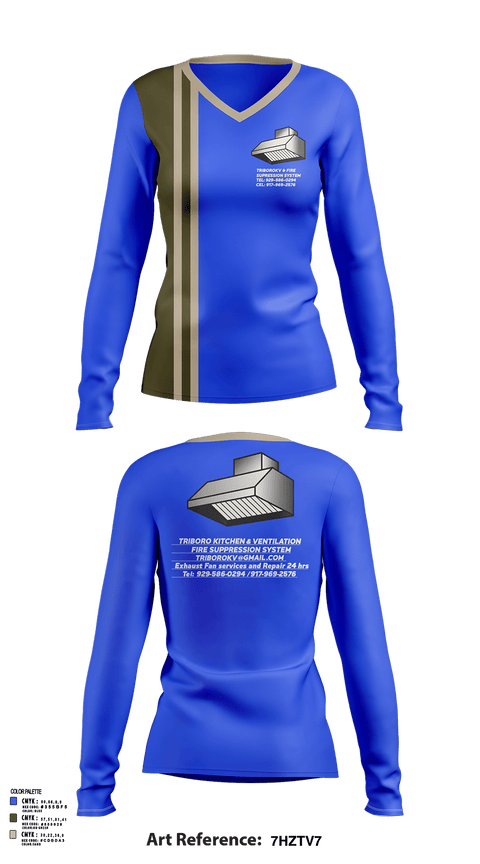 Womens Long Sleeve Vneck Shirt 1, Triboro kitchen & ventilation, , Teamtime, Team time, sublimation, custom sports apparel, team uniforms, spirit wear, spiritwear, sports uniforms, custom shirts, team store, custom team store, fundraiser sports, apparel fundraiser