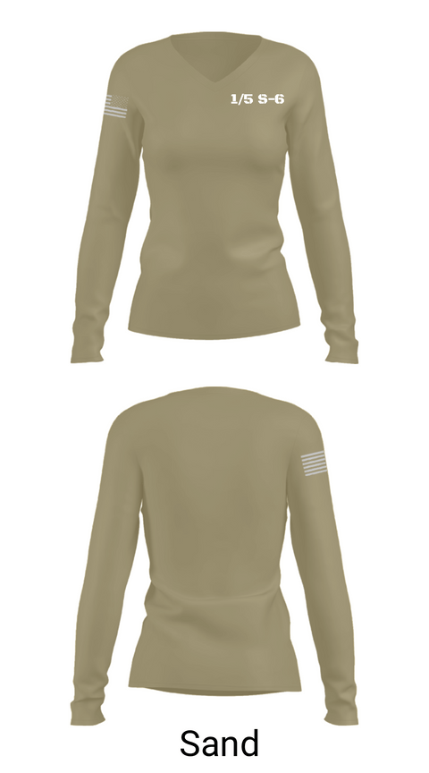 Women's Long Sleeve Vneck Shirt, 1/5 S-6, Marines, Teamtime, Team time, sublimation, custom sports apparel, team uniforms, spirit wear, spiritwear, sports uniforms, custom shirts, team store, custom team store, fundraiser sports, apparel fundraiser