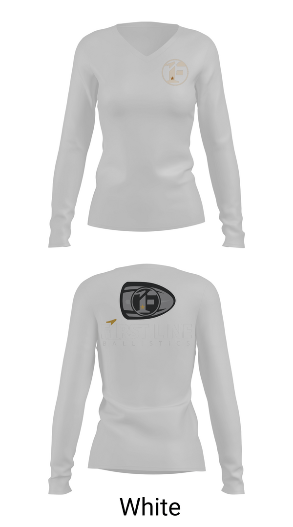 Womens Long Sleeve Vneck Shirt, First Line Ballistics, , Teamtime, Team time, sublimation, custom sports apparel, team uniforms, spirit wear, spiritwear, sports uniforms, custom shirts, team store, custom team store, fundraiser sports, apparel fundraiser