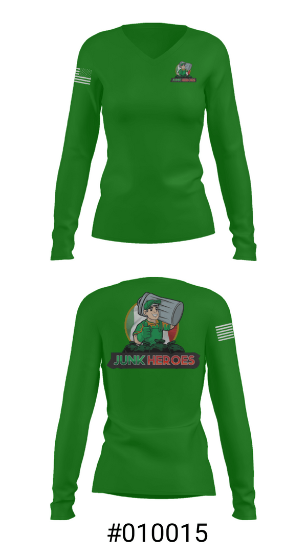 Women's Long Sleeve Vneck Shirt, Junk Heroes, , Teamtime, Team time, sublimation, custom sports apparel, team uniforms, spirit wear, spiritwear, sports uniforms, custom shirts, team store, custom team store, fundraiser sports, apparel fundraiser
