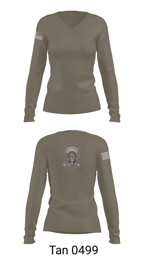 Womens Long Sleeve Vneck Shirt, 1/149th BCO INF REG 3rd PLT, Army, Teamtime, Team time, sublimation, custom sports apparel, team uniforms, spirit wear, spiritwear, sports uniforms, custom shirts, team store, custom team store, fundraiser sports, apparel fundraiser