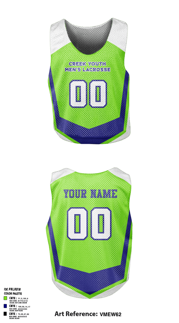 Mens Lacrosse Pinnie, Creek Youth Lacrosse, Men's Lacrosse, Teamtime, Team time, sublimation, custom sports apparel, team uniforms, spirit wear, spiritwear, sports uniforms, custom shirts, team store, custom team store, fundraiser sports, apparel fundraiser