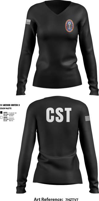 Womens Long Sleeve Vneck Shirt, 95th WMD CST, National Guard, Teamtime, Team time, sublimation, custom sports apparel, team uniforms, spirit wear, spiritwear, sports uniforms, custom shirts, team store, custom team store, fundraiser sports, apparel fundraiser