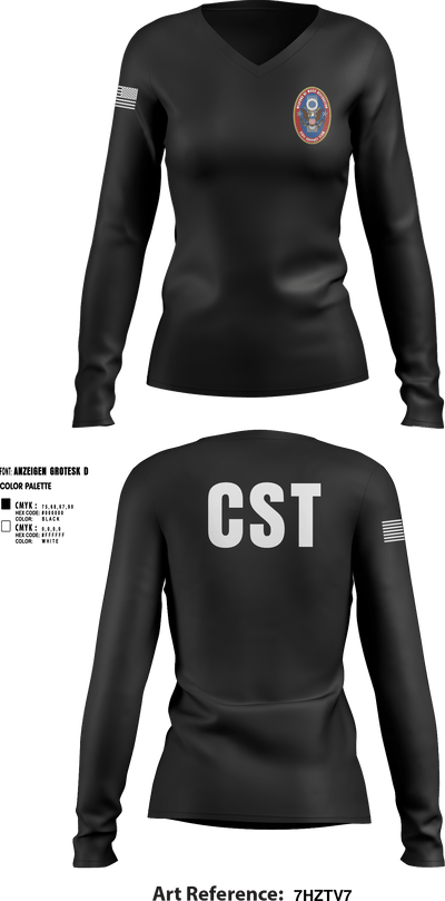 95th WMD CST 43629345 Women's Long Sleeve V-neck Shirt - 8