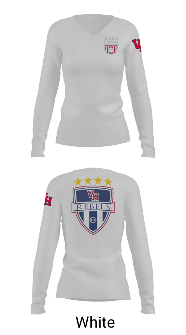 Women's Long Sleeve Vneck Shirt, Vestavia Rebels, Men's Soccer, Teamtime, Team time, sublimation, custom sports apparel, team uniforms, spirit wear, spiritwear, sports uniforms, custom shirts, team store, custom team store, fundraiser sports, apparel fundraiser