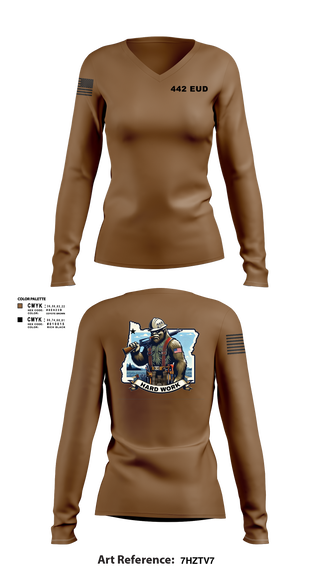 Womens Long Sleeve Vneck Shirt, 442 EUD, National Guard, Teamtime, Team time, sublimation, custom sports apparel, team uniforms, spirit wear, spiritwear, sports uniforms, custom shirts, team store, custom team store, fundraiser sports, apparel fundraiser