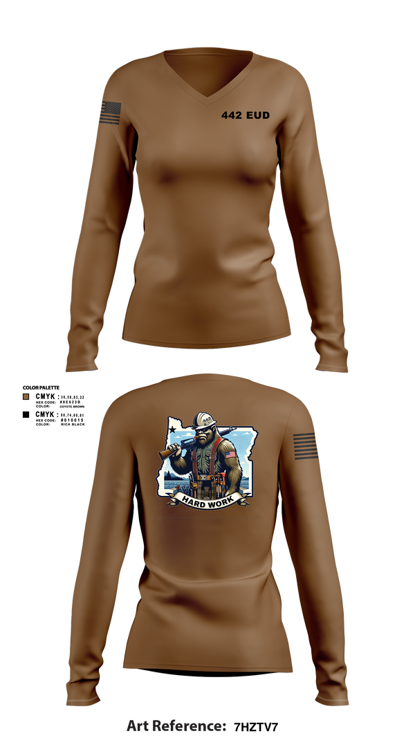 Womens Long Sleeve Vneck Shirt, 442 EUD, National Guard, Teamtime, Team time, sublimation, custom sports apparel, team uniforms, spirit wear, spiritwear, sports uniforms, custom shirts, team store, custom team store, fundraiser sports, apparel fundraiser