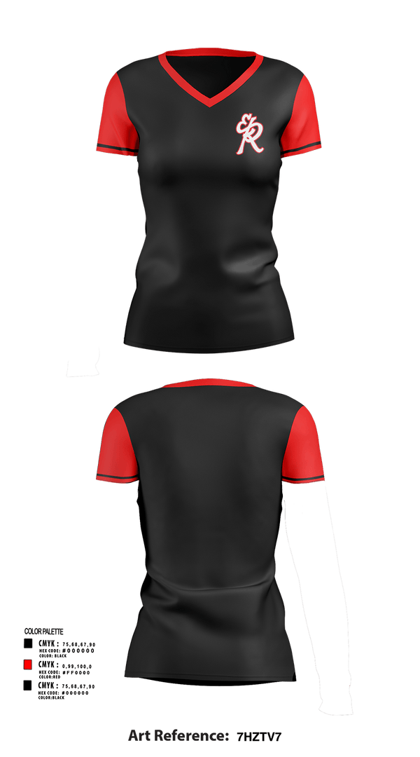 Womens Short Sleeve Vneck Shirt, El Rodeo, Baseball, Teamtime, Team time, sublimation, custom sports apparel, team uniforms, spirit wear, spiritwear, sports uniforms, custom shirts, team store, custom team store, fundraiser sports, apparel fundraiser