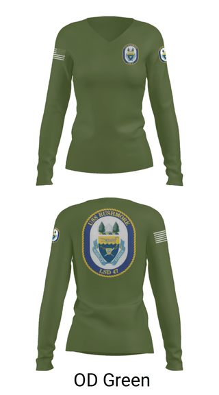 Women's Long Sleeve Vneck Shirt, USS RUSHMORE, Navy, Teamtime, Team time, sublimation, custom sports apparel, team uniforms, spirit wear, spiritwear, sports uniforms, custom shirts, team store, custom team store, fundraiser sports, apparel fundraiser