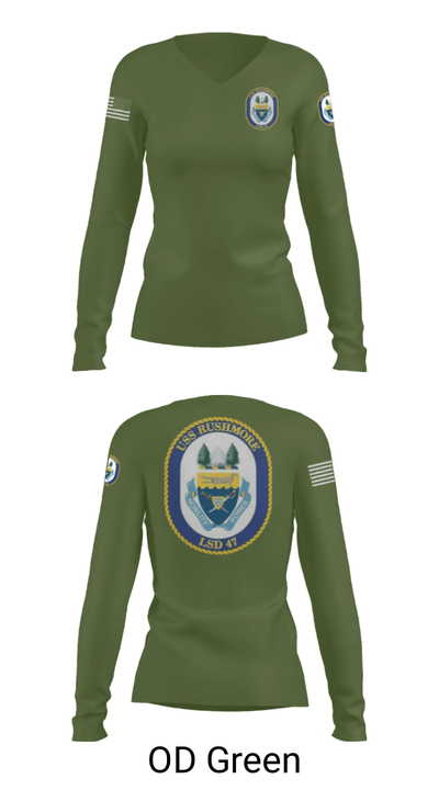 USS RUSHMORE 78932182 Women's Long Sleeve V-neck Shirt - 54