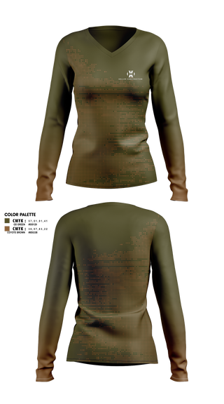 Womens Long Sleeve Vneck Shirt, Haller Construction LLC, , Teamtime, Team time, sublimation, custom sports apparel, team uniforms, spirit wear, spiritwear, sports uniforms, custom shirts, team store, custom team store, fundraiser sports, apparel fundraiser