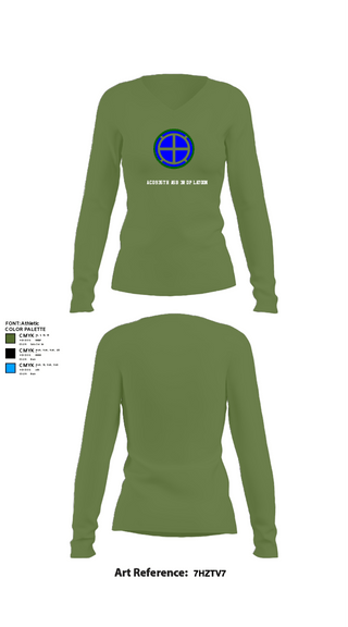 Womens Long Sleeve Vneck Shirt, A co 935th ASB 3rd Platoon, National Guard, Teamtime, Team time, sublimation, custom sports apparel, team uniforms, spirit wear, spiritwear, sports uniforms, custom shirts, team store, custom team store, fundraiser sports, apparel fundraiser
