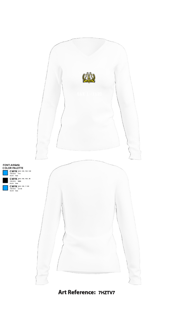 Women's Long Sleeve Vneck Shirt, SAN LÁZARO, Men's Soccer, Teamtime, Team time, sublimation, custom sports apparel, team uniforms, spirit wear, spiritwear, sports uniforms, custom shirts, team store, custom team store, fundraiser sports, apparel fundraiser