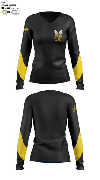 Womens Long Sleeve Vneck Shirt, Denison High School Swimming, Swimming, Teamtime, Team time, sublimation, custom sports apparel, team uniforms, spirit wear, spiritwear, sports uniforms, custom shirts, team store, custom team store, fundraiser sports, apparel fundraiser