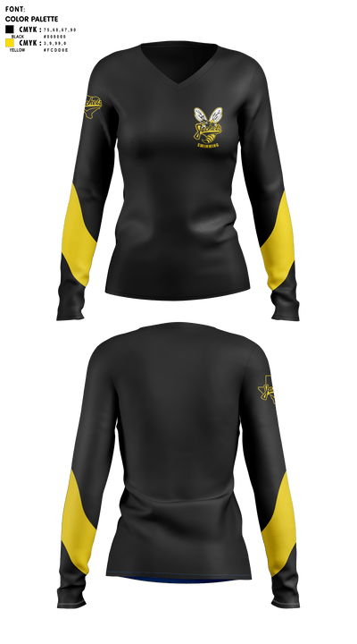 Denison High School Swimming 37701512 Women's Long Sleeve V-neck Shirt - 2