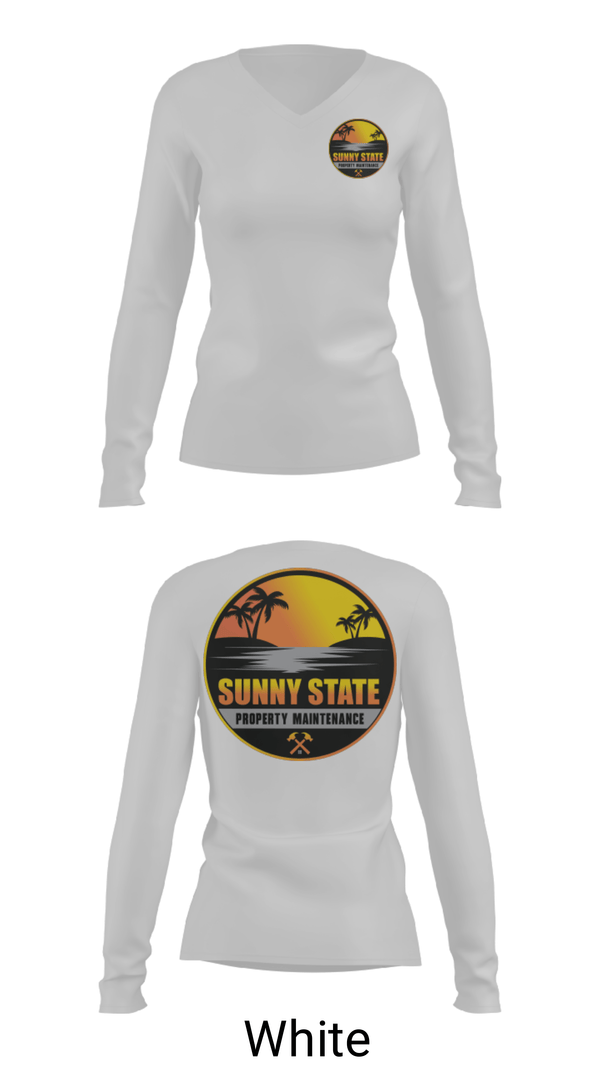 Womens Long Sleeve Vneck Shirt, Sunny State Property Maintenance, , Teamtime, Team time, sublimation, custom sports apparel, team uniforms, spirit wear, spiritwear, sports uniforms, custom shirts, team store, custom team store, fundraiser sports, apparel fundraiser