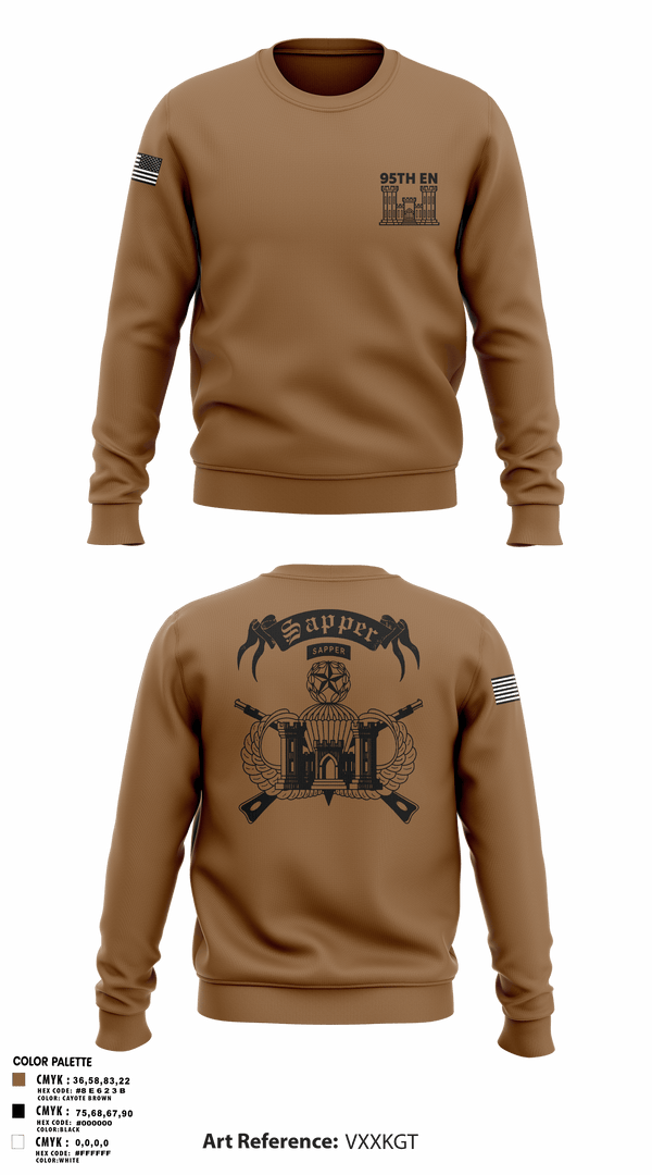 Crew Neck Sweatshirt, 95TH EN, Army, Teamtime, Team time, sublimation, custom sports apparel, team uniforms, spirit wear, spiritwear, sports uniforms, custom shirts, team store, custom team store, fundraiser sports, apparel fundraiser