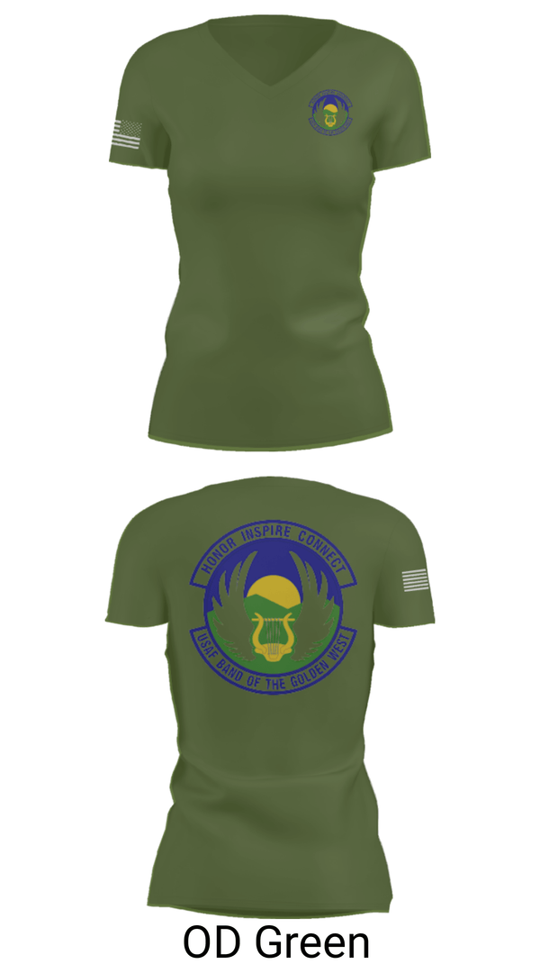 Women's Short Sleeve Vneck Shirt, USAF Band of the Golden West, , Teamtime, Team time, sublimation, custom sports apparel, team uniforms, spirit wear, spiritwear, sports uniforms, custom shirts, team store, custom team store, fundraiser sports, apparel fundraiser