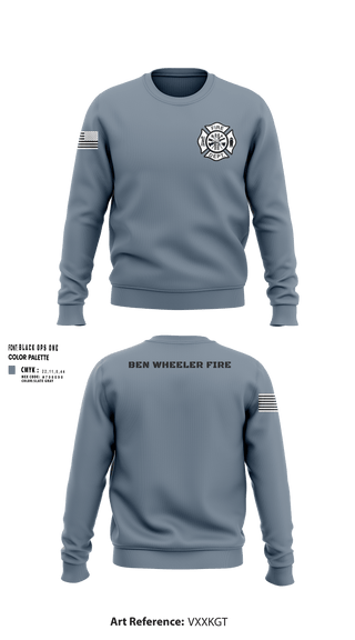 Crew Neck Sweatshirt, Ben Wheeler Fire, Fire Department, Teamtime, Team time, sublimation, custom sports apparel, team uniforms, spirit wear, spiritwear, sports uniforms, custom shirts, team store, custom team store, fundraiser sports, apparel fundraiser