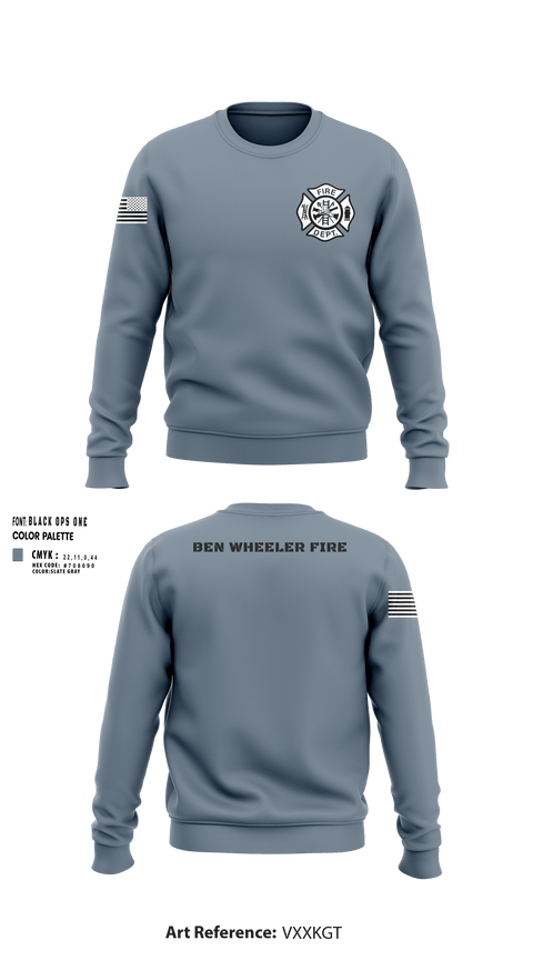 Crew Neck Sweatshirt, Ben Wheeler Fire, Fire Department, Teamtime, Team time, sublimation, custom sports apparel, team uniforms, spirit wear, spiritwear, sports uniforms, custom shirts, team store, custom team store, fundraiser sports, apparel fundraiser
