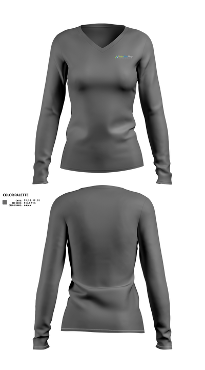 KinExPro Performance Training & Rehab 63111401 Women's Long Sleeve V-neck Shirt - 2