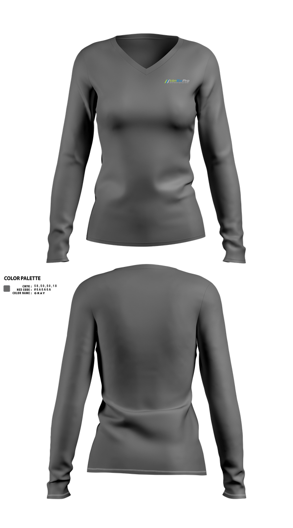Womens Long Sleeve Vneck Shirt, KinExPro Performance Training & Rehab, , Teamtime, Team time, sublimation, custom sports apparel, team uniforms, spirit wear, spiritwear, sports uniforms, custom shirts, team store, custom team store, fundraiser sports, apparel fundraiser