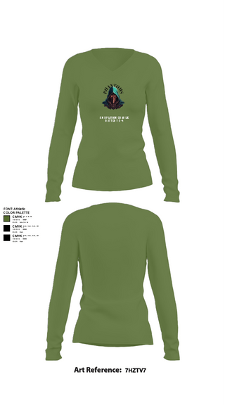 Womens Long Sleeve Vneck Shirt, 2nd Platoon Charlie Battery 5-4, Army, Teamtime, Team time, sublimation, custom sports apparel, team uniforms, spirit wear, spiritwear, sports uniforms, custom shirts, team store, custom team store, fundraiser sports, apparel fundraiser