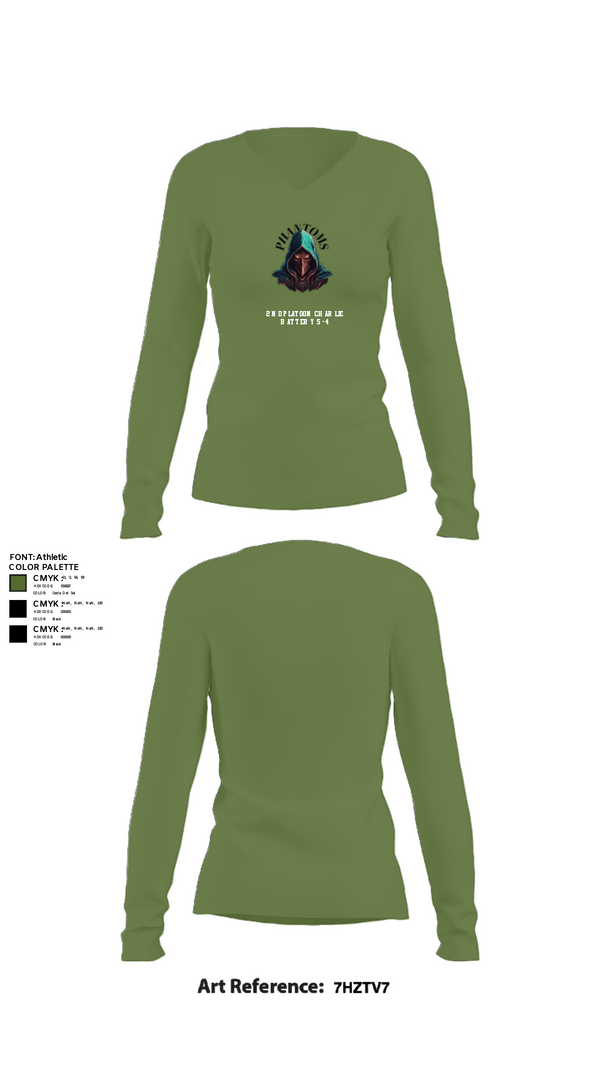 Womens Long Sleeve Vneck Shirt, 2nd Platoon Charlie Battery 5-4, Army, Teamtime, Team time, sublimation, custom sports apparel, team uniforms, spirit wear, spiritwear, sports uniforms, custom shirts, team store, custom team store, fundraiser sports, apparel fundraiser
