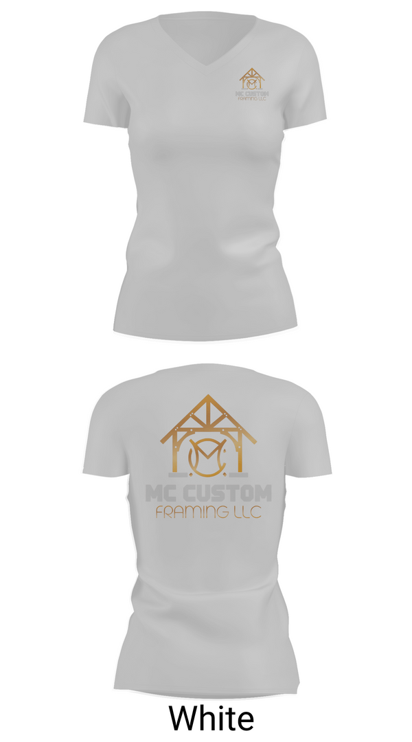 Womens Short Sleeve Vneck Shirt, MC CUSTOM FRAMING LLC, , Teamtime, Team time, sublimation, custom sports apparel, team uniforms, spirit wear, spiritwear, sports uniforms, custom shirts, team store, custom team store, fundraiser sports, apparel fundraiser