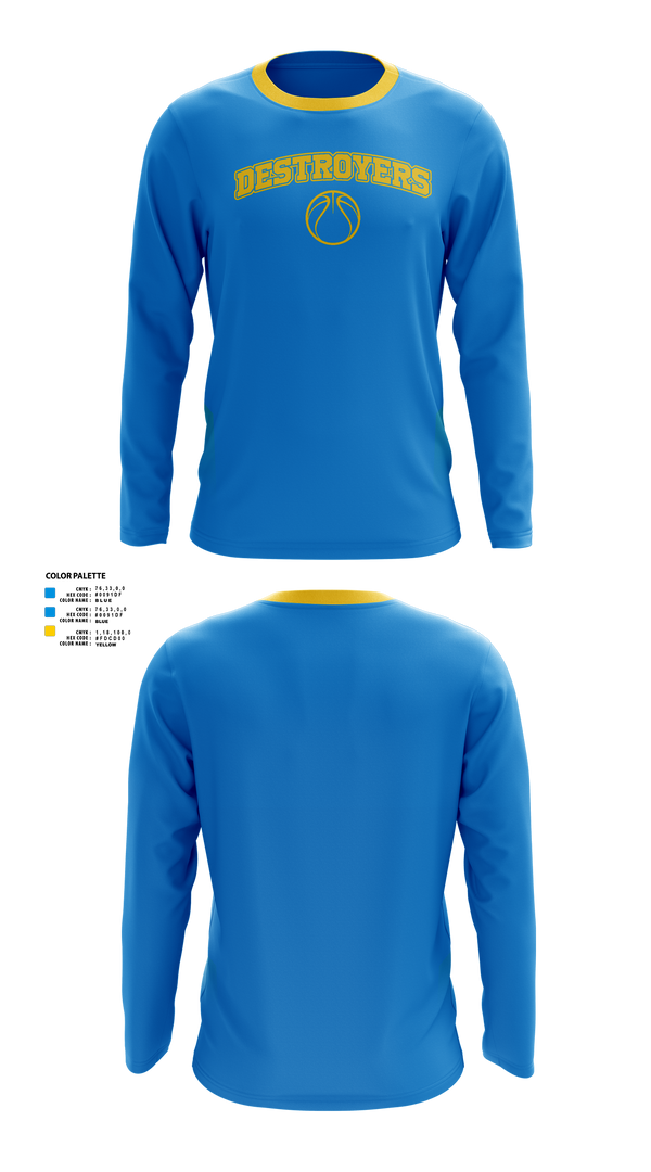 Long Sleeve Performance Shirt, Destroyers, Men's Basketball, Teamtime, Team time, sublimation, custom sports apparel, team uniforms, spirit wear, spiritwear, sports uniforms, custom shirts, team store, custom team store, fundraiser sports, apparel fundraiser