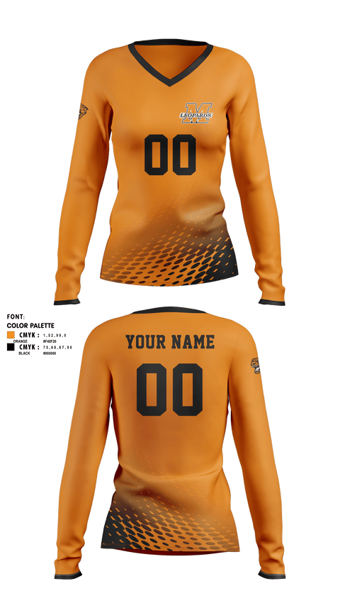 Women's Long Sleeve Vneck Shirt, Malvern High School Volleyball, Women's Volleyball, Teamtime, Team time, sublimation, custom sports apparel, team uniforms, spirit wear, spiritwear, sports uniforms, custom shirts, team store, custom team store, fundraiser sports, apparel fundraiser