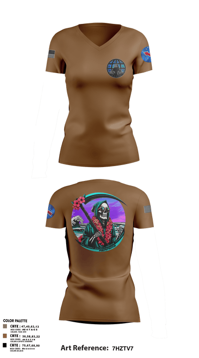 REAPERS, FT SHAFTER 63519061 Women's Short Sleeve V-neck Shirt - 2
