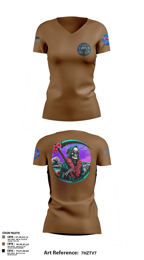 Womens Short Sleeve Vneck Shirt, REAPERS, FT SHAFTER, , Teamtime, Team time, sublimation, custom sports apparel, team uniforms, spirit wear, spiritwear, sports uniforms, custom shirts, team store, custom team store, fundraiser sports, apparel fundraiser