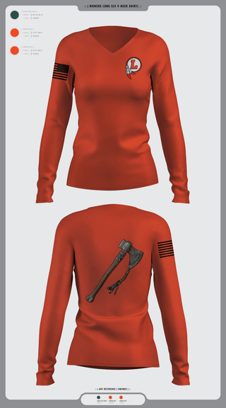 Women's Long Sleeve Vneck Shirt, Loudon NJROTC, Navy, Teamtime, Team time, sublimation, custom sports apparel, team uniforms, spirit wear, spiritwear, sports uniforms, custom shirts, team store, custom team store, fundraiser sports, apparel fundraiser