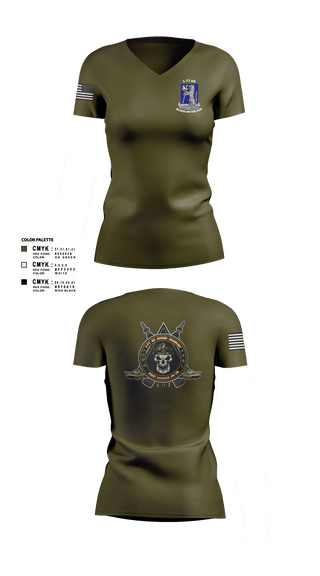 Womens Short Sleeve Vneck Shirt, 1-77 AR A Co., Army, Teamtime, Team time, sublimation, custom sports apparel, team uniforms, spirit wear, spiritwear, sports uniforms, custom shirts, team store, custom team store, fundraiser sports, apparel fundraiser