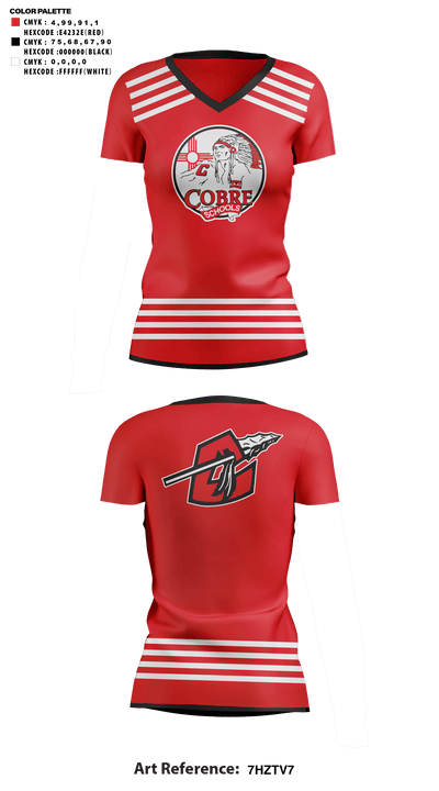Cobre High School Cheer 63422399 Women's Short Sleeve V-neck Shirt - 41